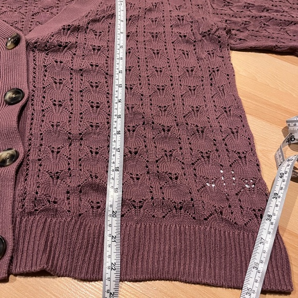 Mauve puff sleeve knit cardigan - Picture 8 of 8